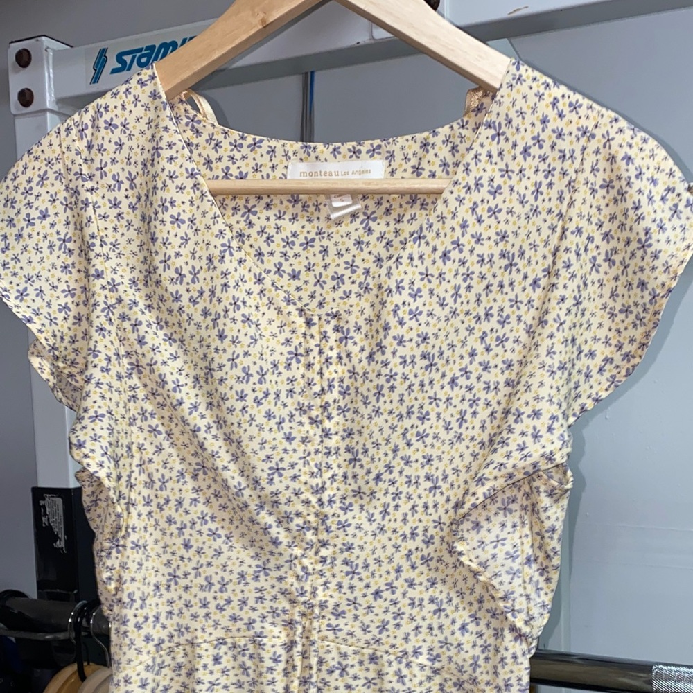 Monteau Yellow and Blue Floral Dress
